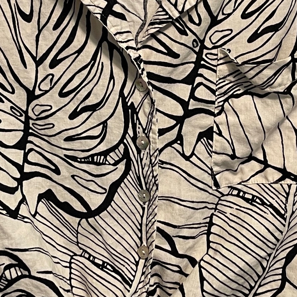 Rachel Zoe Monochrome Leaf Print Button Down Shirt